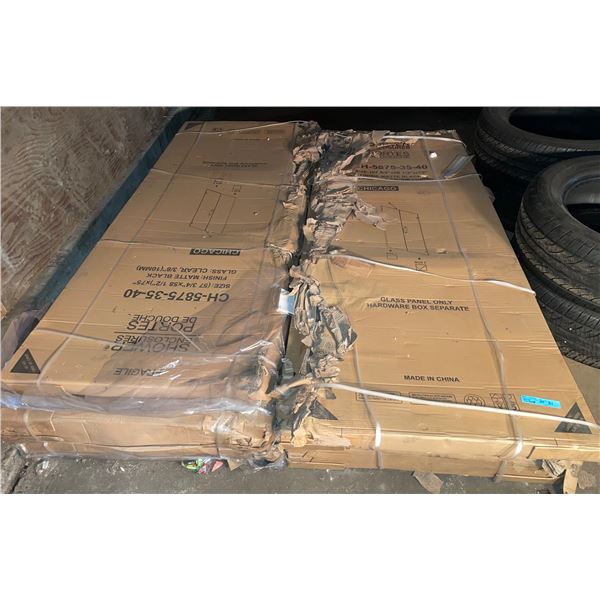 L2 - BNIB - Group Lot of Glass Shower Enclosures- Includes Chicago Matte Black Framed Glass Shower