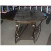 Image 1 : L2 - Vintage Wooden Tea Cart / Bar Cart with Drop-Leaf Top & Large Wheels