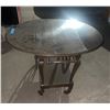 Image 3 : L2 - Vintage Wooden Tea Cart / Bar Cart with Drop-Leaf Top & Large Wheels