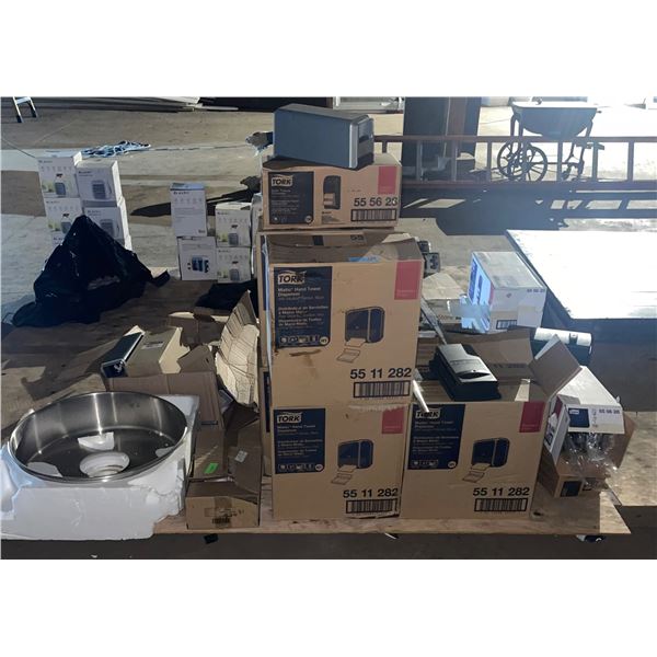 L2 - Assorted Tork Commercial Dispensers & Stainless Steel Basin Lot