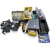 Image 1 : Shop & Maintenance Surplus Lot: 12V Batteries, Floodlight, Vacuum Attachments, Grinder Tooling Plate