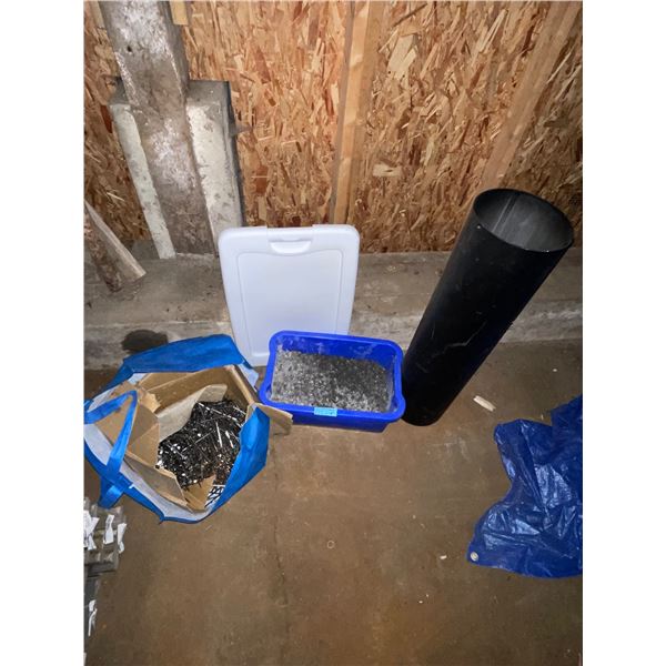 L2 - Assorted Hardware Lot: includes Industrial Fasteners, Nails, and Chimney/Vent Pipe