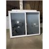 Image 1 : L2 - Set of 2 Double-Pane Windows - Horizontal Slider Window 58" x 46" - Fixed Double Glazed Window 