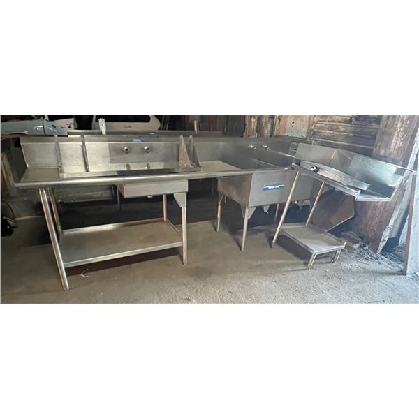 L2 - Commercial Stainless Steel Prep Table and Wall-Mount Shelves - 103" x 36"