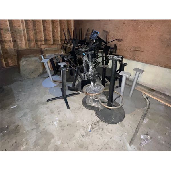 L2 - Large Group of Commercial Table Tops & Bases - Some Marble Tops Damaged