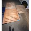 Image 1 : L2 - Set of 3 Slat-Top Cafe Tables with X-Bases