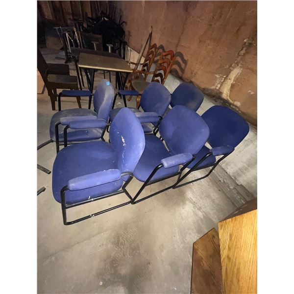 L2 - Set of 6 Blue Office / Reception Armchairs