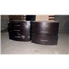 Image 1 : L2 - Set of 2 Modern Curved Dark Wood Nightstands with Glass Tops