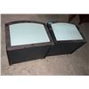 Image 3 : L2 - Set of 2 Modern Curved Dark Wood Nightstands with Glass Tops
