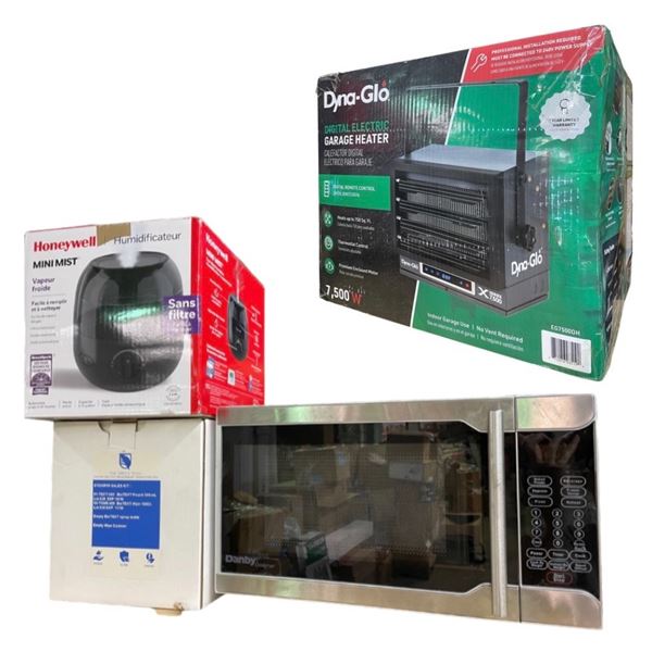 Movie Set Dec small Appliances - includes Danby microwave/ Honeywell Mini Mist & Empty Spray Bottles