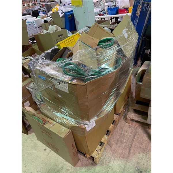Pallet full of Industrial/Commercial Equipment - includes Coiled Hoses & Cables/Sanding Pads/Electri
