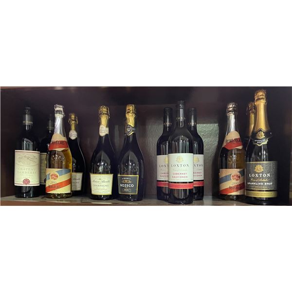 Group of assorted wine Bottles & de-alcoholized Wines & Champagne- approx. 16 pcs
