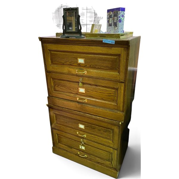 Set of 2 Vintage Wooden File Cabinets w/ Keys - approx. 36" x 2&" x 30" each