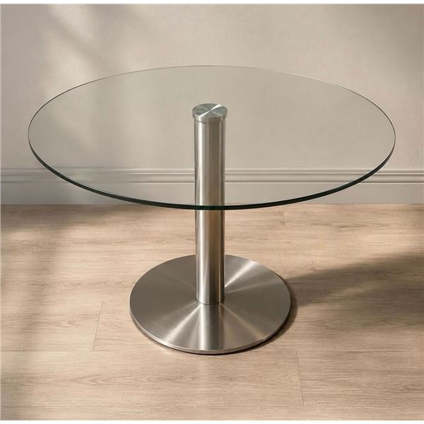 3ft Round Glass Dining Table & Assorted Chair