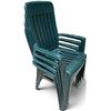 Image 1 : Set of 4 Green Plastic Outdoor Chairs