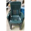 Image 2 : Set of 4 Green Plastic Outdoor Chairs