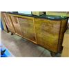 Image 1 : Mid-Century Style Polished Burl Wood Curved Sideboard - approx. 77" x 22" x 40"