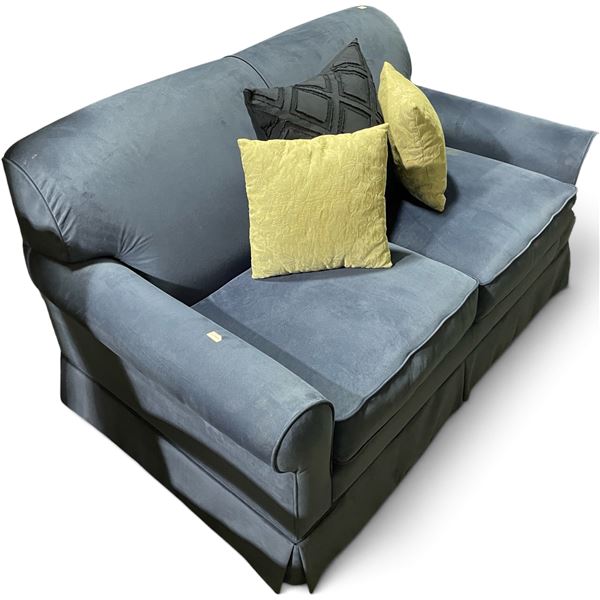 Blue Velvet Loveseat w/ cushion - approx. 57" Long x 35" Deep