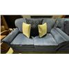 Image 2 : Blue Velvet Loveseat w/ cushion - approx. 57" Long x 35" Deep