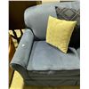 Image 3 : Blue Velvet Loveseat w/ cushion - approx. 57" Long x 35" Deep