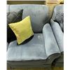 Image 4 : Blue Velvet Loveseat w/ cushion - approx. 57" Long x 35" Deep