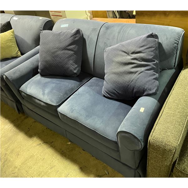 Blue Velvet Loveseat w/ cushion - approx. 57" Long x 35" Deep