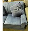 Image 2 : Blue Velvet Loveseat w/ cushion - approx. 57" Long x 35" Deep