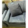 Image 3 : Blue Velvet Loveseat w/ cushion - approx. 57" Long x 35" Deep