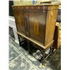 Image 2 : Vintage Wooden Console Veneer Panels Radio Cabinet - approx. 44" x 15" x 55"