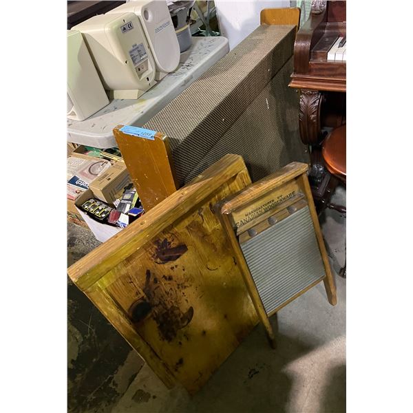 Group of 3 Vintage Speakers & Items - includes Wood Washboard & More