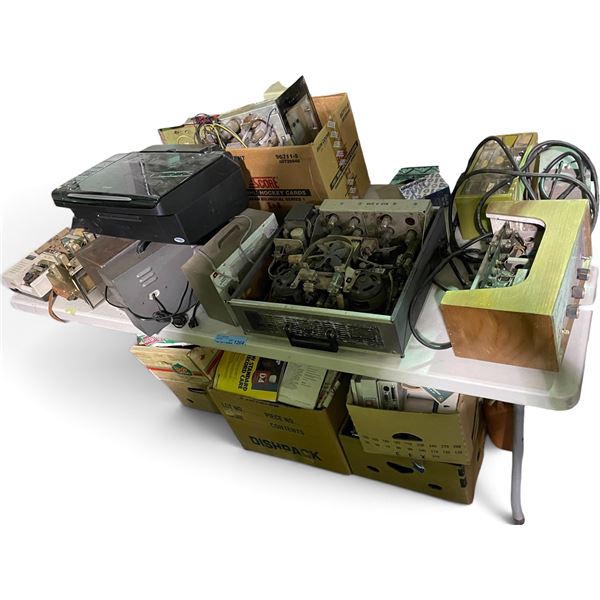 Large Group of Vintage Electronics & Speakers - includes Tubes, Radio Parts/Hardware & Manuals
