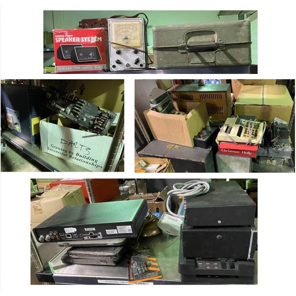 Large Group of Vintage Electronics & Speakers - includes Radio & tube parts, Transmitter & More