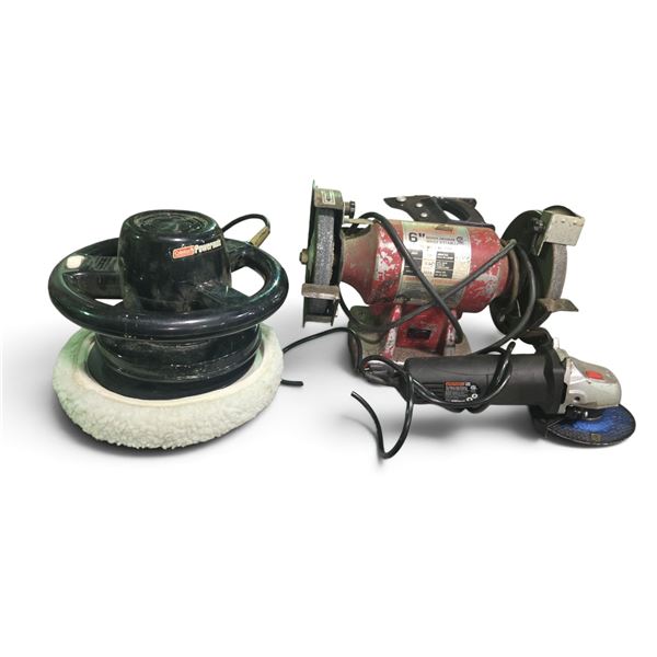 Lot of Assorted Power Tools: 6" Bench Grinder, Angle Grinder & Coleman Powermate Buffer/Polisher