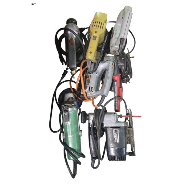 Group of Assorted Vintage Power Tools: Jig Saws, Angle Grinder, Sanders & Drills