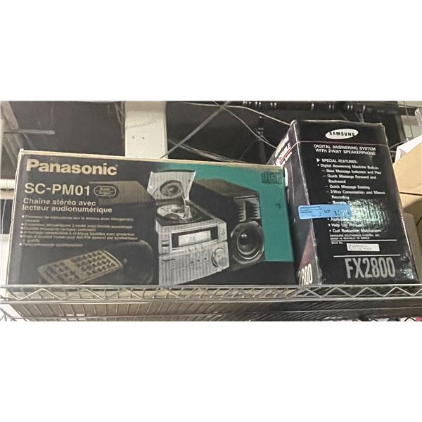 Group of 2 Items - Panasonic Mini Hi-Fi Stereo System SC-PM01 & Samsung Digital Answering System FX2