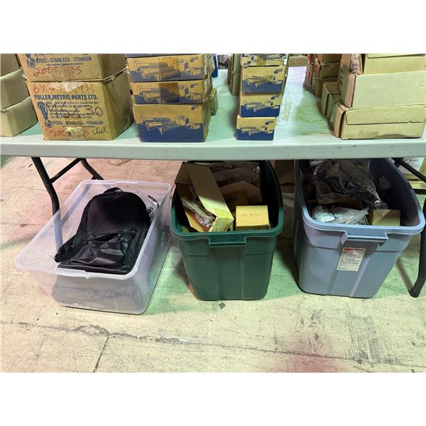 Group of 3 bins conatining bolts and screws etc.