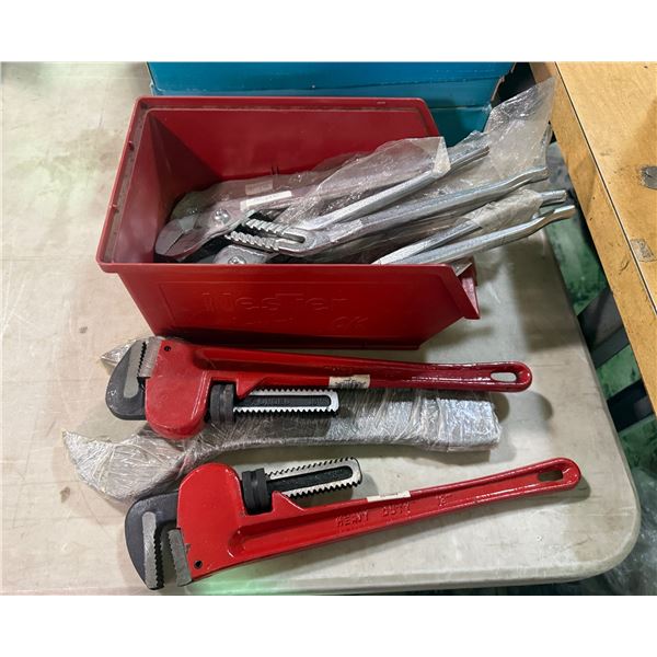 Group of assorted 18" Pipe Wrench,etc.