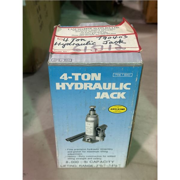 New in Box 4 Ton T90403 Hydraulic Jack-8,000LB Capacity.