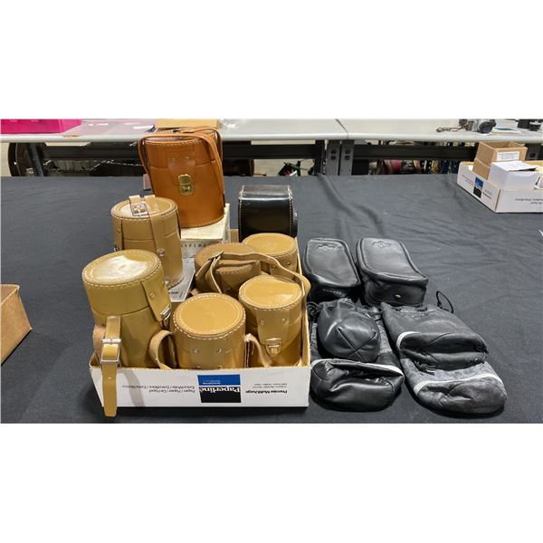 GROUP OF APPROX. 14 HASSELBLAD ASSORTED SIZE LENS CASES (VINTAGE ORIGINALS)