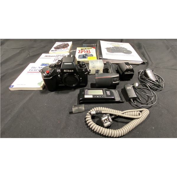 NIKON F4 35MM FILM CAMERA WITH NIKON MB-21 HIGH-CAPACITY BATTERY PACK, ACTION FINDER,