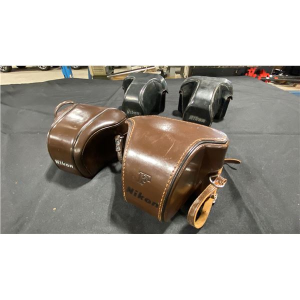 4 NIKON VINTAGE LEATHER CAMERA CASES MADE IN JAPAN