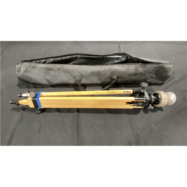BERLEBACH REPORT 2042 HEAVY DUTY ASH WOOD 2 SECTION CAMERA TRIPOD WITH LINHOF CAMERA MOUNT &