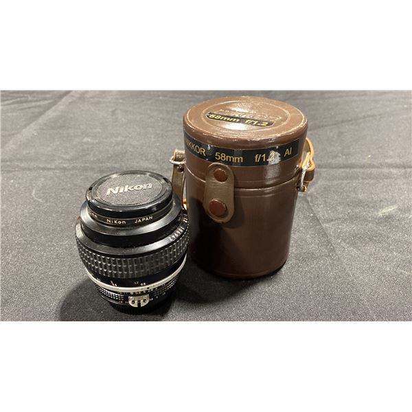 NOCT-NIKKOR 58MM F/1.2 AI LENS WITH NIKON L1BC 52MM SKYLIGHT UV FILTER & CASE