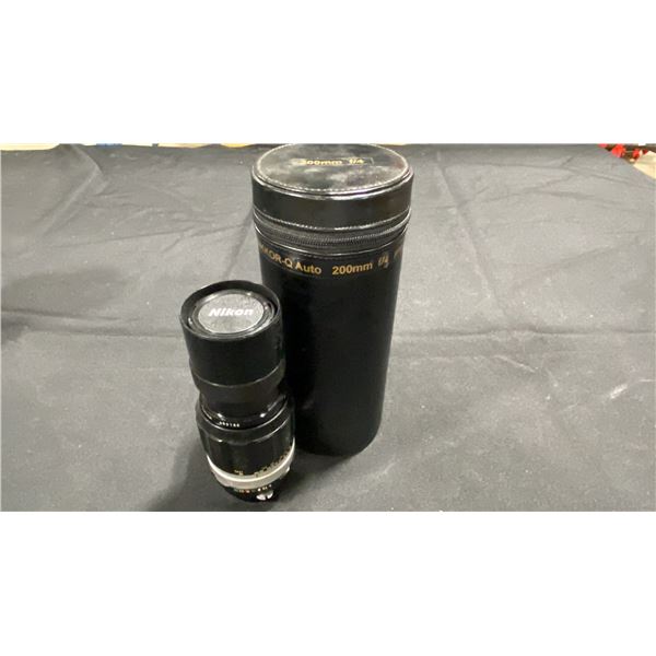 NIKON NIKKOR-Q AUTO 1:4 F=200MM NON-AI LENS, NIKON L1BC 52MM FILTER & CASE