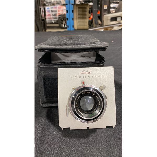 LINHOF SCHNEIDER SYNCHRO-COMPUR 135MM TACHIHARA LENS IN CASE