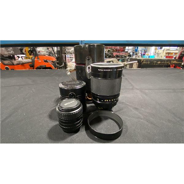 NIKON REFLEX-NIKKOR C 500MM F/8 SUPER TELEPHOTO "MIRROR" LENS & NIKON SERIES E 100MM F/2.8 LENS