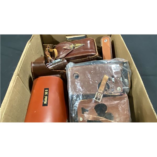 BOX OF ASSORTED CAMERA CASES