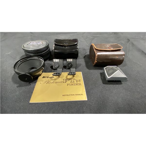 NIKON PHOTOMIC FTN FINDER, 2 NIKON DL-1 PHOTOMIC ILLUMINATORS, & FOTODIOX A1-HB LENS MOUNT ADAPTER