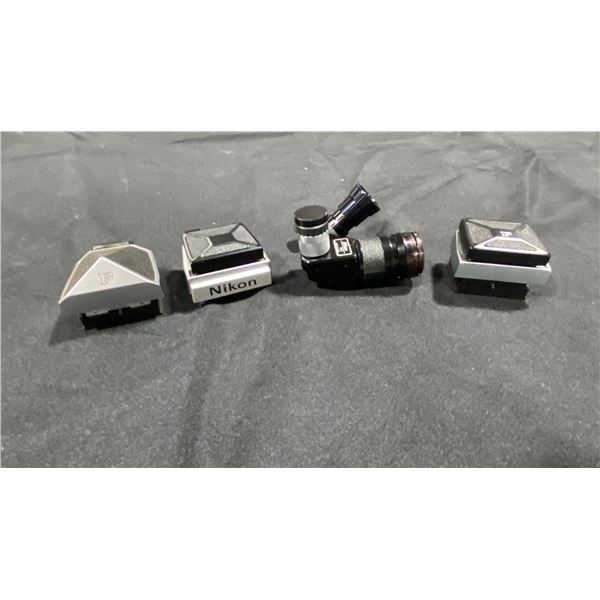 NIKON DR-3 RIGHT ANGLE FINDER, NIKON DW-1 FINDER, NIKON MODEL 1 FINDER & NIKON DE-1 F2 PRISM FINDER