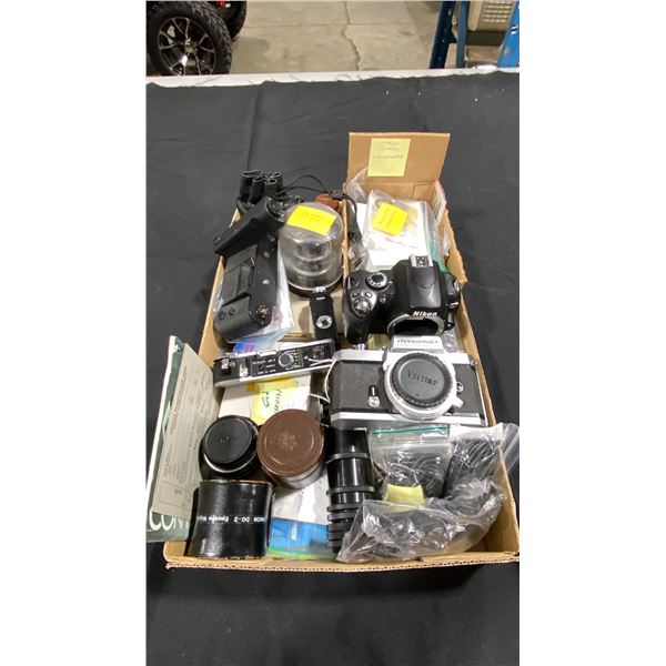 BOX OF ASSORTED NIKON CAMERA PARTS